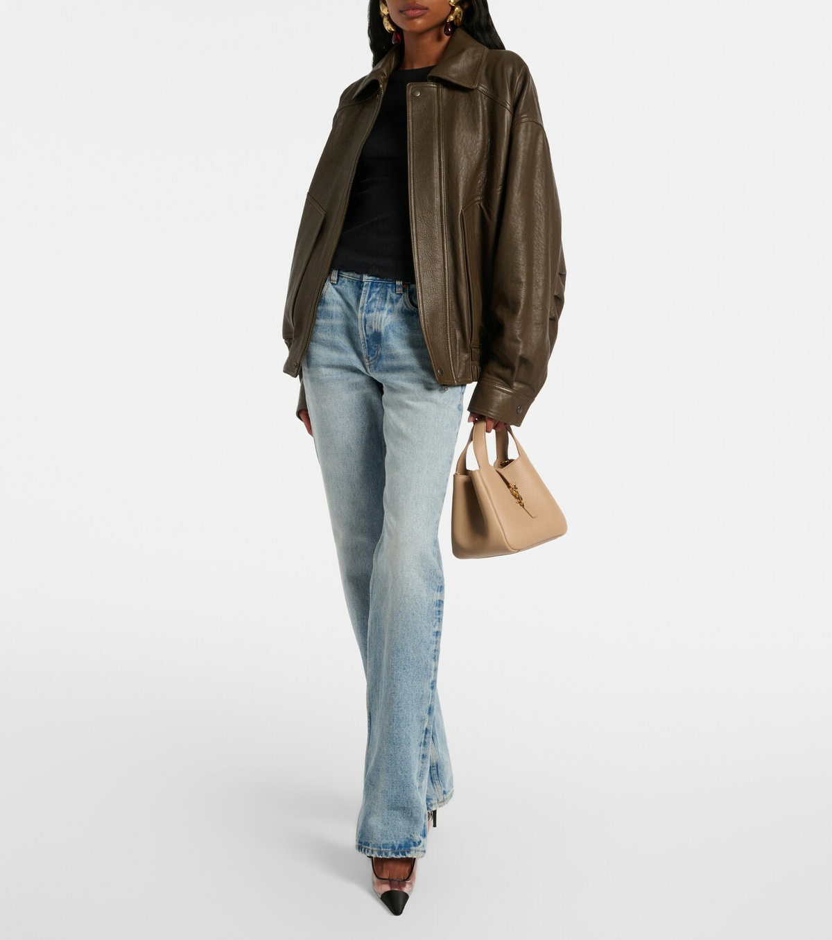Saint Laurent Le 5 à 7 Baby Bea leather top-handle bag