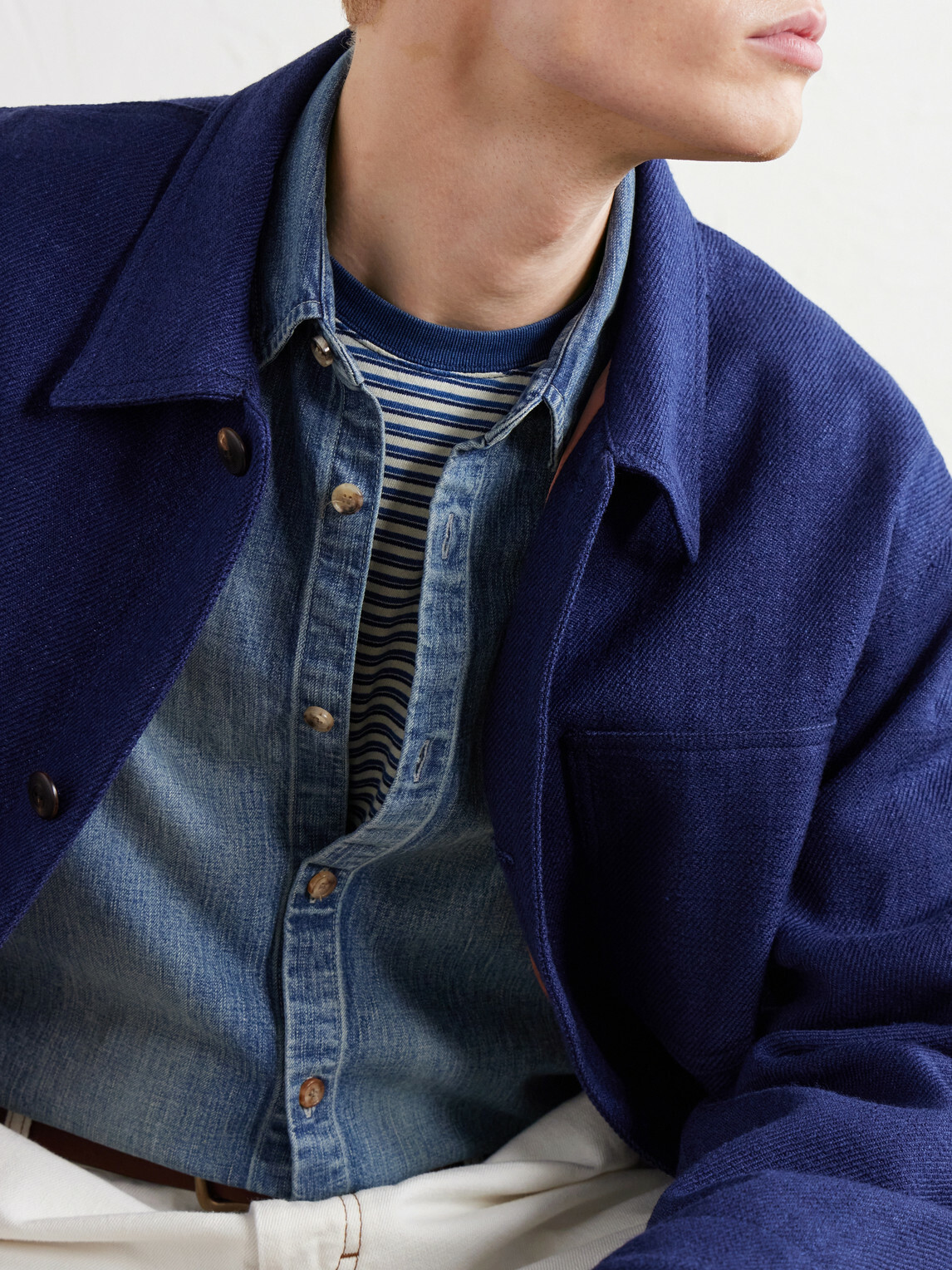 Visvim - Baker Textured Wool and Linen-Blend Jacket - Blue