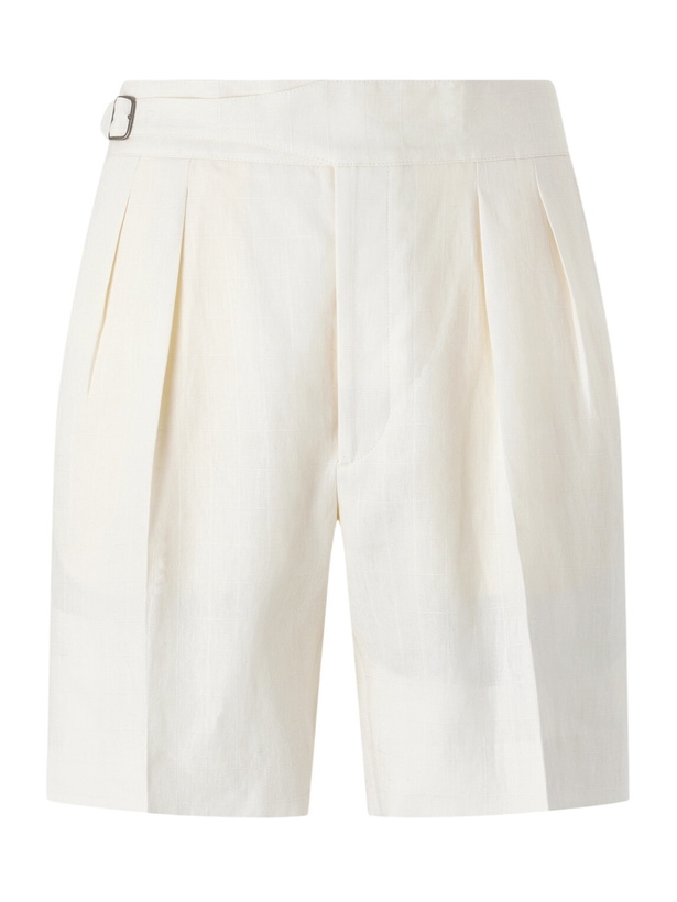 Photo: Ralph Lauren Purple label - Straight-Leg Pleated Linen Shorts - Neutrals