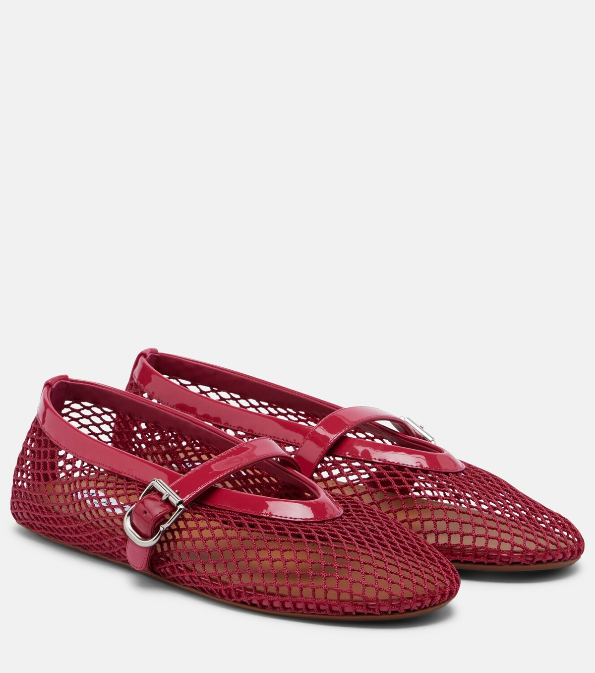 Alaïa Leather-trimmed fishnet ballet flats