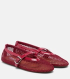 Alaïa Leather-trimmed fishnet ballet flats