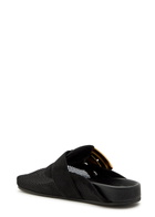 Balmain Oversized Buckle Suede Mules Black