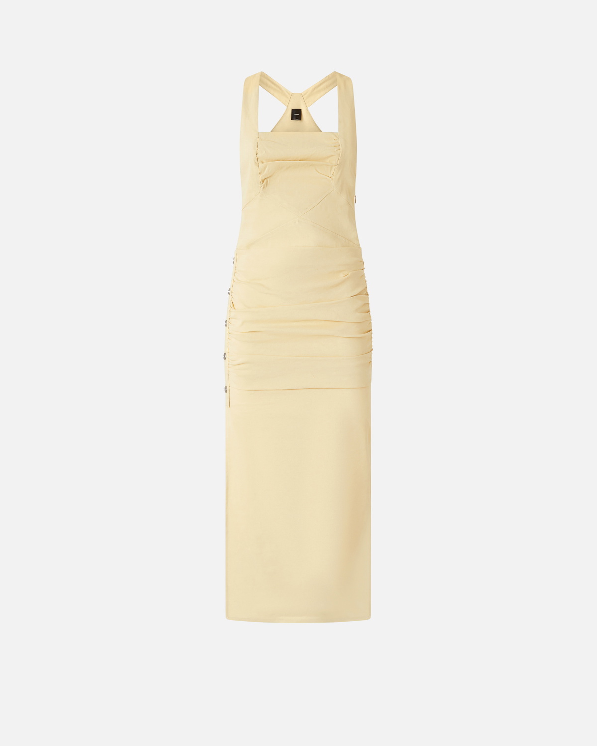 Pinko Buttoned Linen Vest Dress Cane Yellow