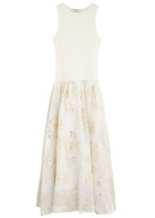 Sister Jane Sophia Ribbed-knit and Cloqué Maxi Dress Cream