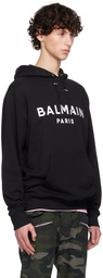 Balmain Black Printed Logo Hoodie