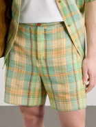 God's True Cashmere - Straight-Leg Checked Linen Shorts - Green