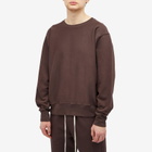 Les Tien Men's Heavyweight Crop Crew Sweat in Washed Brown Fig