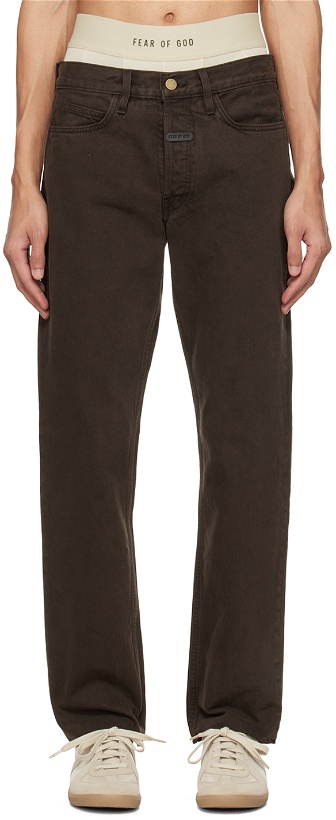 Photo: Fear of God Brown Straight-Leg Jeans