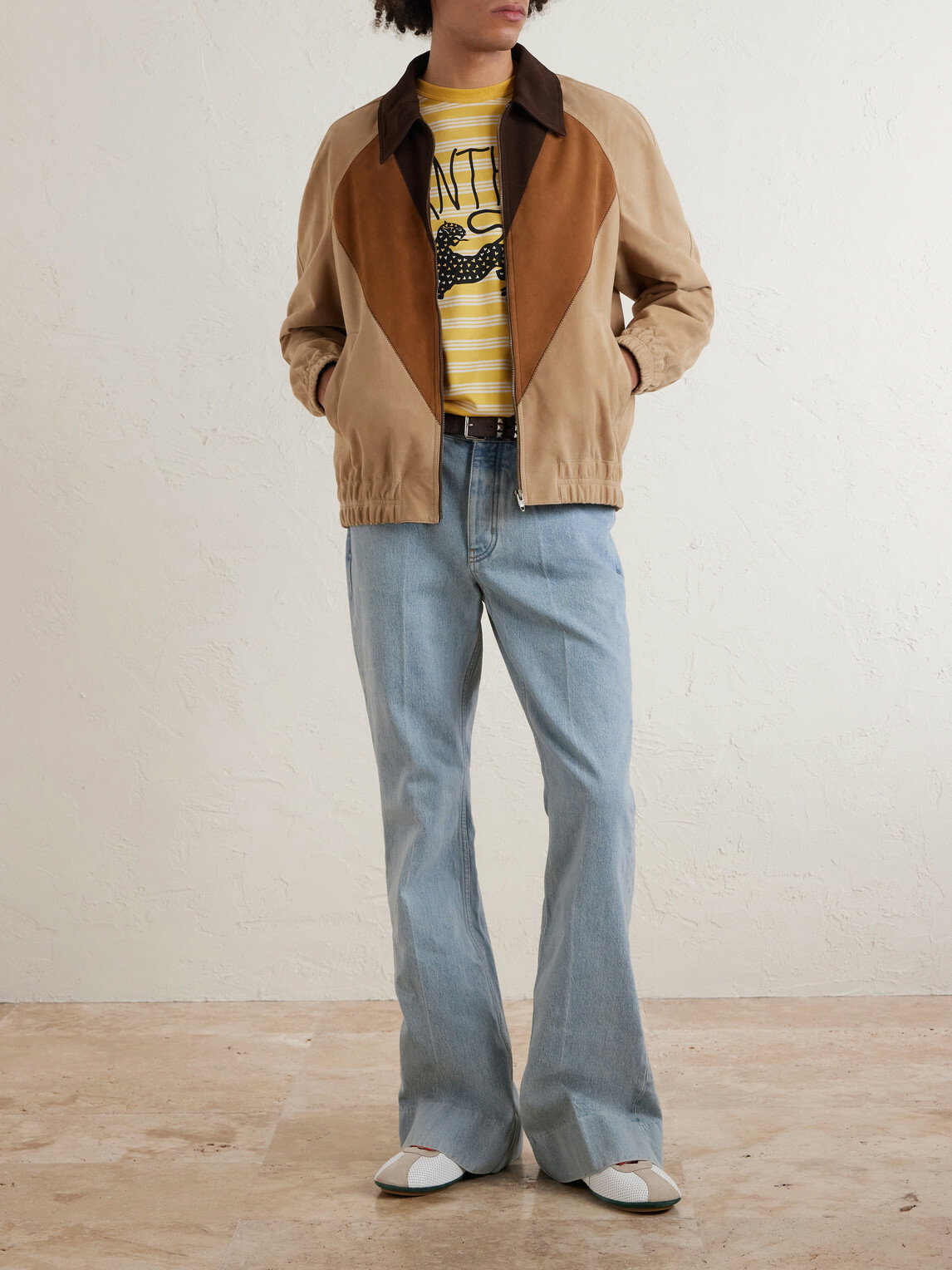 Valentino Garavani - Striped Printed Cotton-Jersey T-Shirt - Yellow