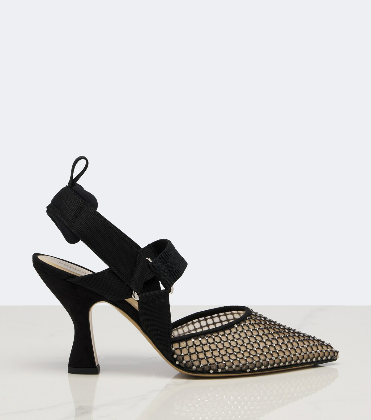 Fendi Colibrì embellished mesh and suede pumps
