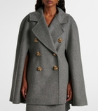 Carolina Herrera Double-breasted mélange virgin wool cape