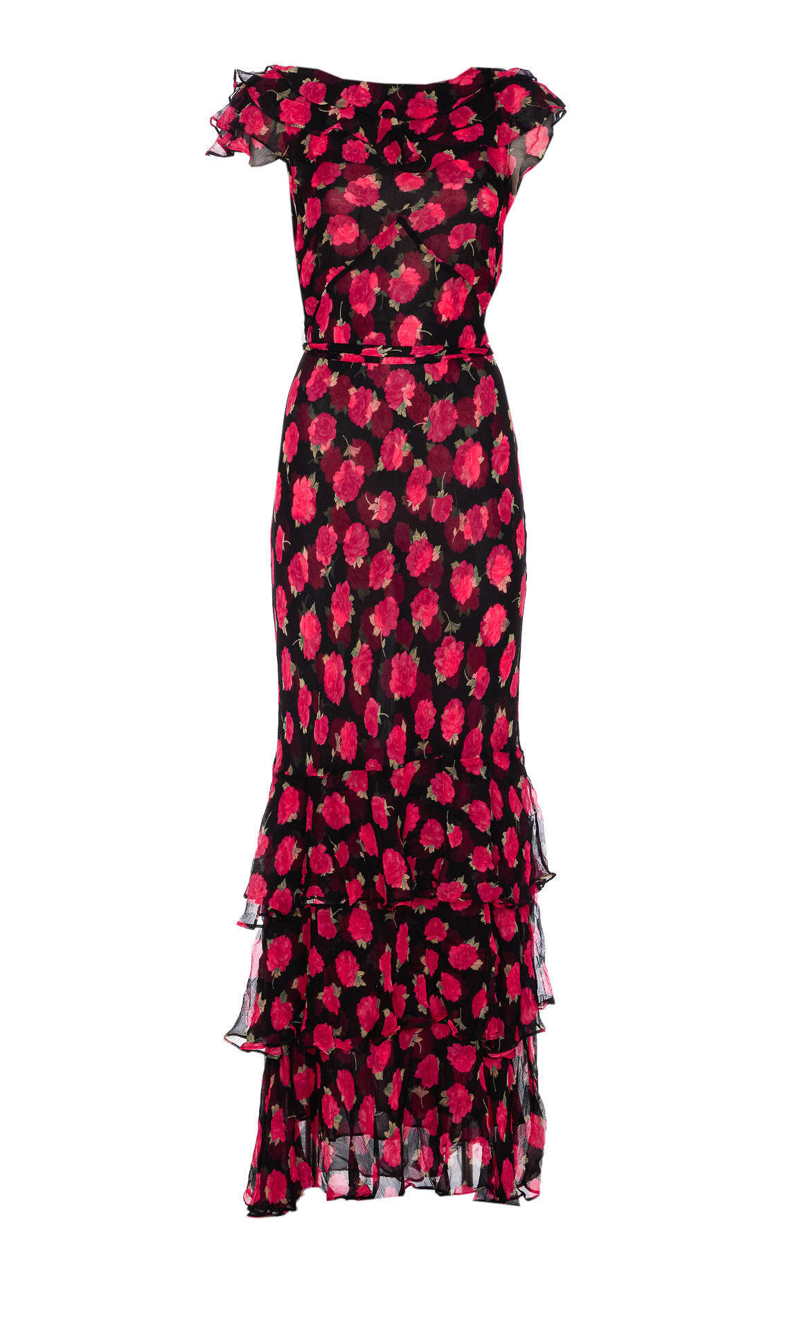 ワンピース RIXO AMELLE SILK GOWN Amelle Silk Gown in Brown Antelope Spot Black