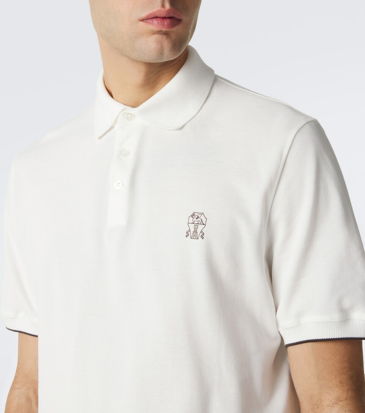 Brunello Cucinelli Logo cotton piqué polo shirt