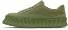 Jil Sander Green Canvas Platform Sneakers