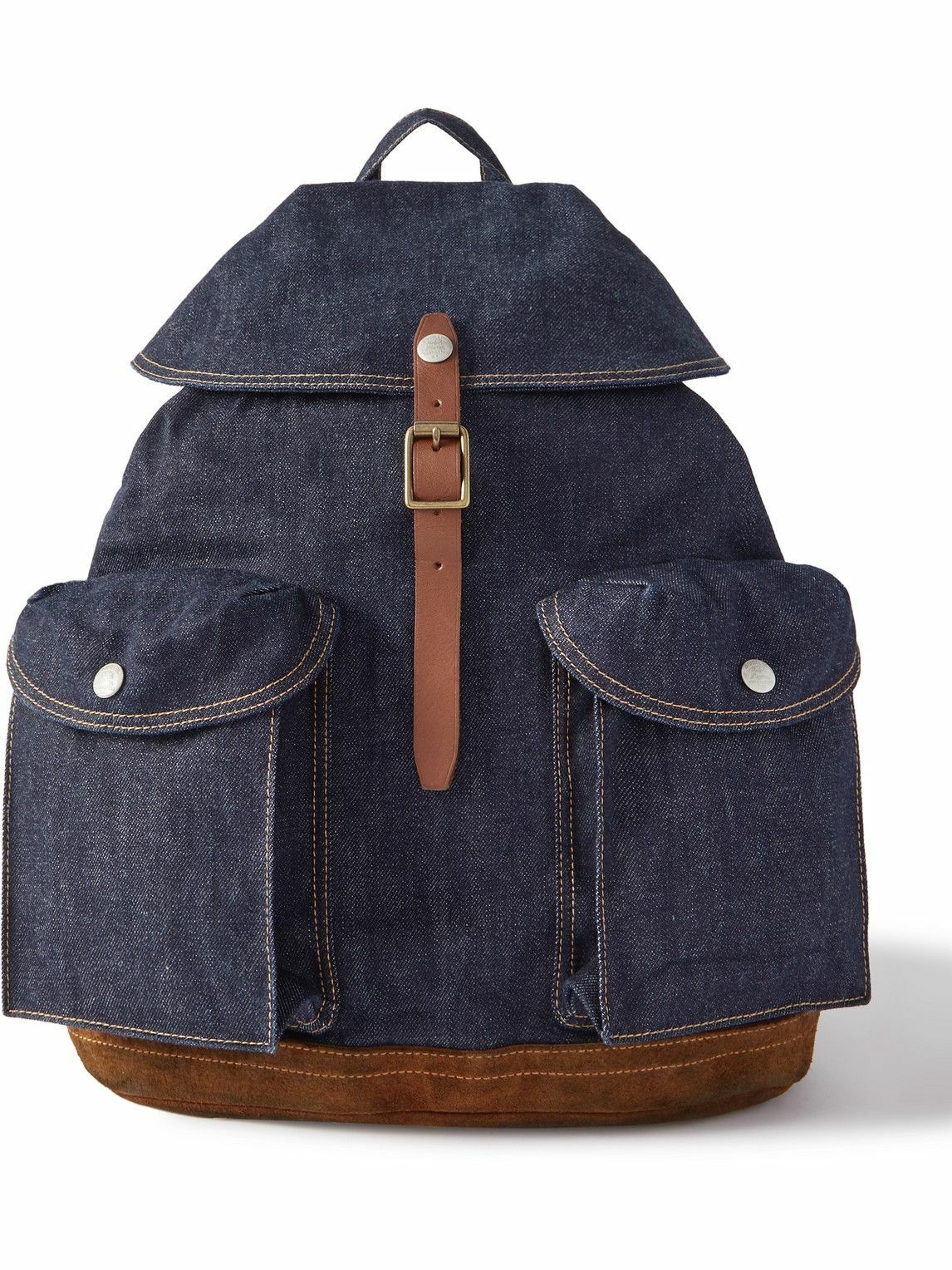 Photo: RRL - Riley Leather and Suede-Trimmed Denim Backpack