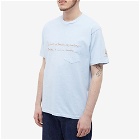 Engineered Garments Men's Emotion Cross Crew T-Shirt in Light Blue