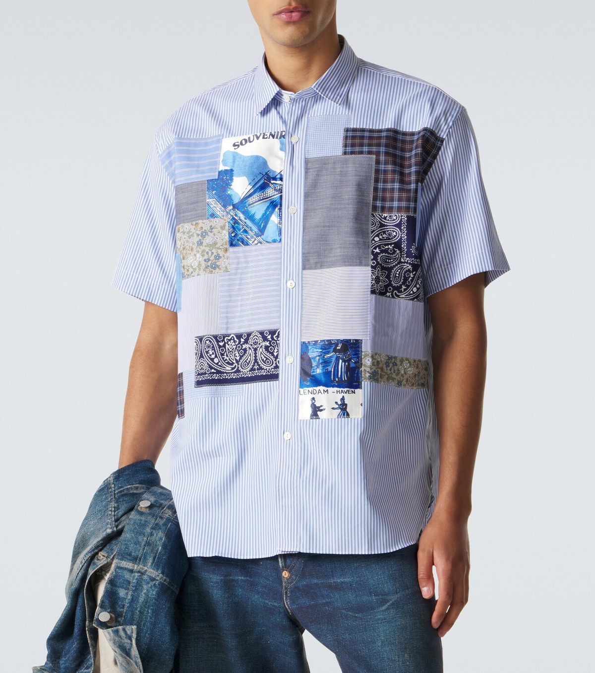 Junya Watanabe Patchwork striped cotton shirt