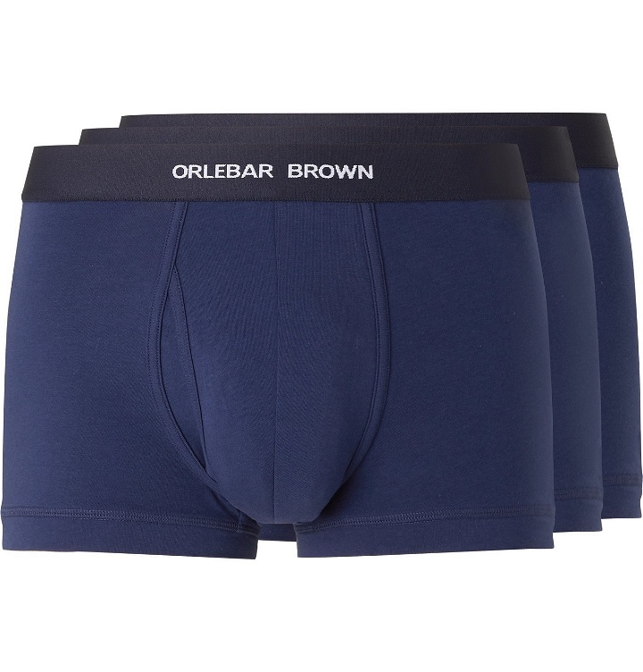 Photo: Orlebar Brown - Three-Pack Stretch-Cotton Boxer Briefs - Blue