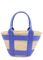 Demellier Santorini Leather and Raffia Basket bag - Blue - One Size