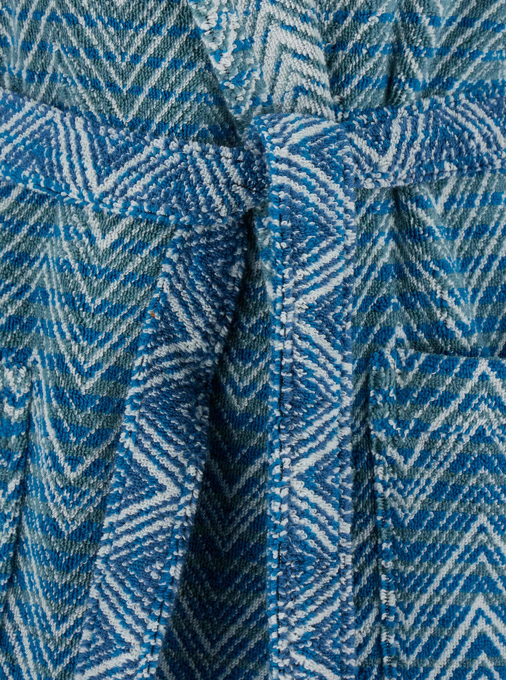 Missoni stone Blue Bathrobe With Hood And All-over Zigzag Motif In Cotton Home