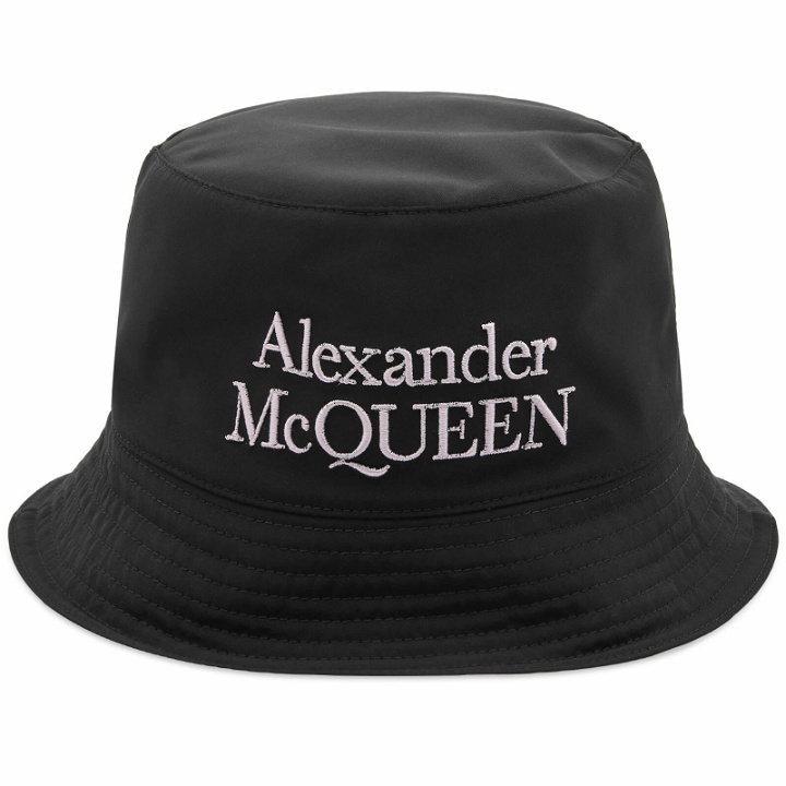 Photo: Alexander McQueen Men's Logo Bucket Hat in Black/Light Purple