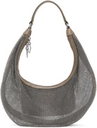 Staud Silver & Taupe Chainmail Sasha Bag