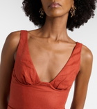 SIR Draped linen midi dress