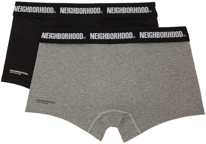 Photo: Neighborhood Two-Pack Black & Grey Classic Boxer Briefs