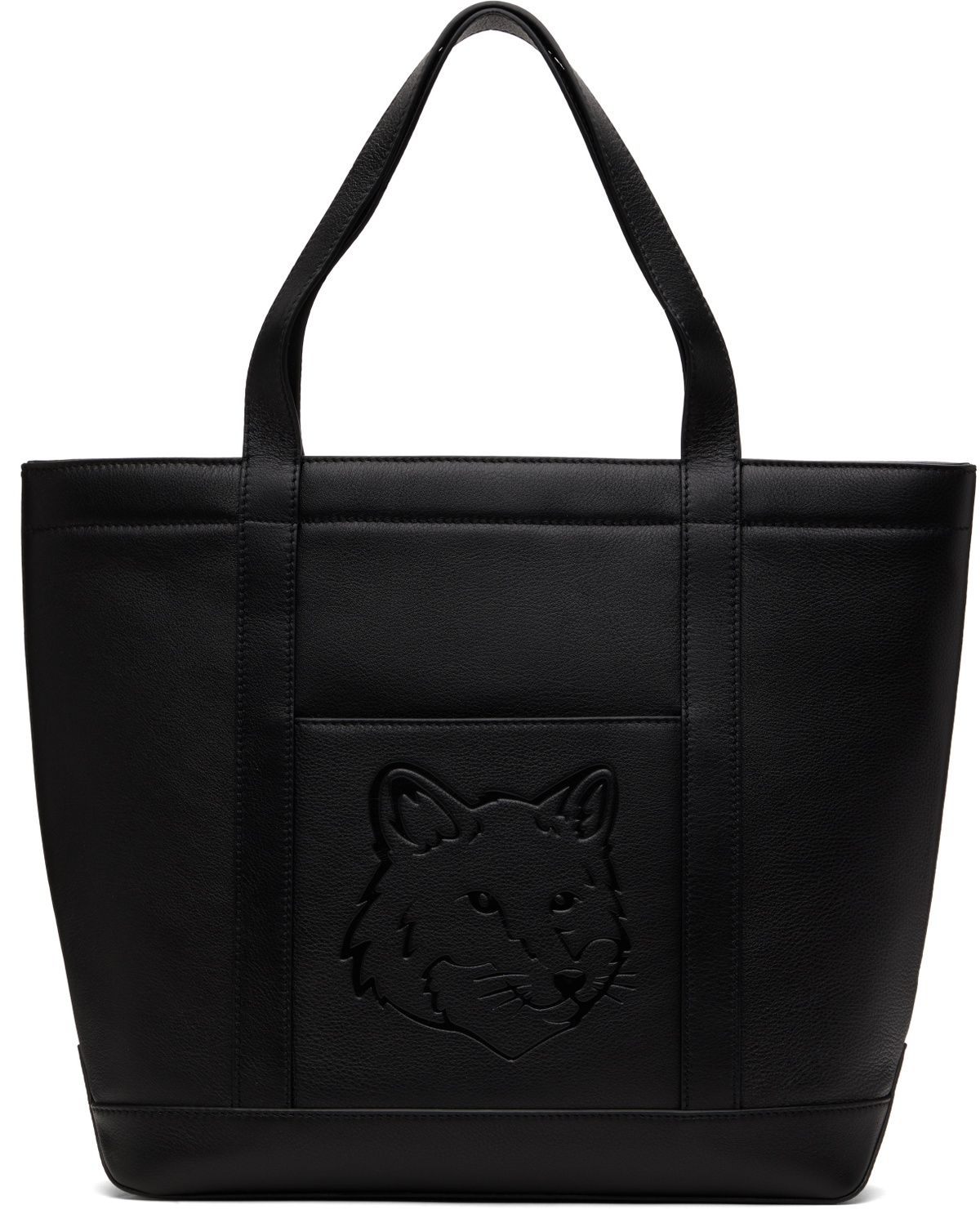 Maison Kitsuné Black Fox Head Leather Medium Tote
