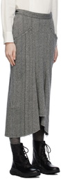 Y's Gray Herringbone Midi Skirt