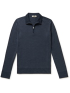 Canali - Slim-Fit Wool Half-Zip Sweater - Blue