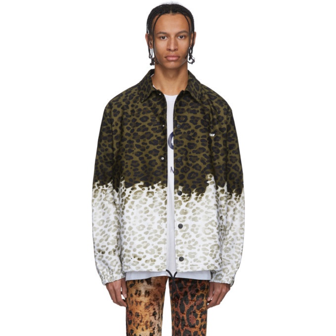 Photo: MSGM Green and Off-White Animalier Print Jacket