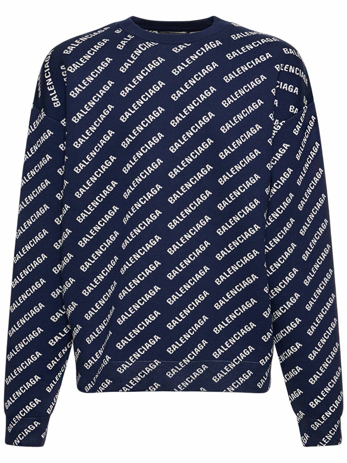 Photo: BALENCIAGA - All-over Logo Cotton Blend Sweater