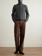 Nili Lotan - Ribbed-Knit Zip-Up Cardigan - Gray