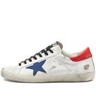 Golden Goose Men's Superstar Leather Sneakers in White/Bluette/Red