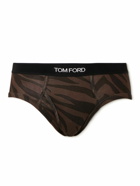 TOM FORD - Zebra-Print Stretch-Cotton Jersey Briefs - Brown