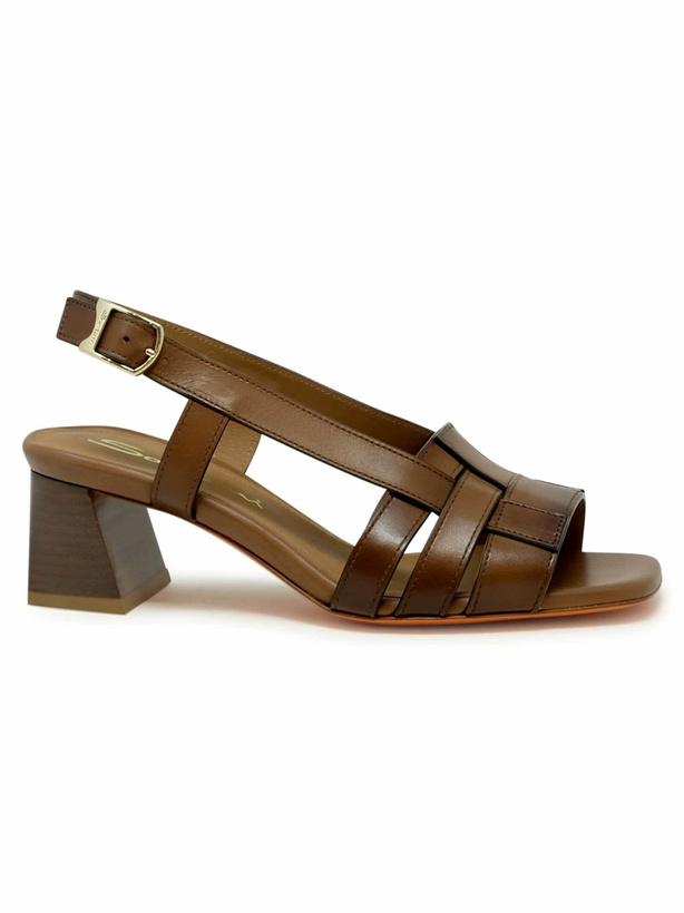 Photo: Santoni Brown Leather Slingback Sandal
