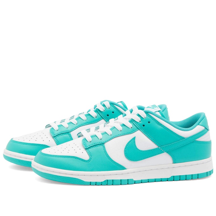 Photo: Nike Men's Dunk Low Retro Sneakers in White/Clear Jade