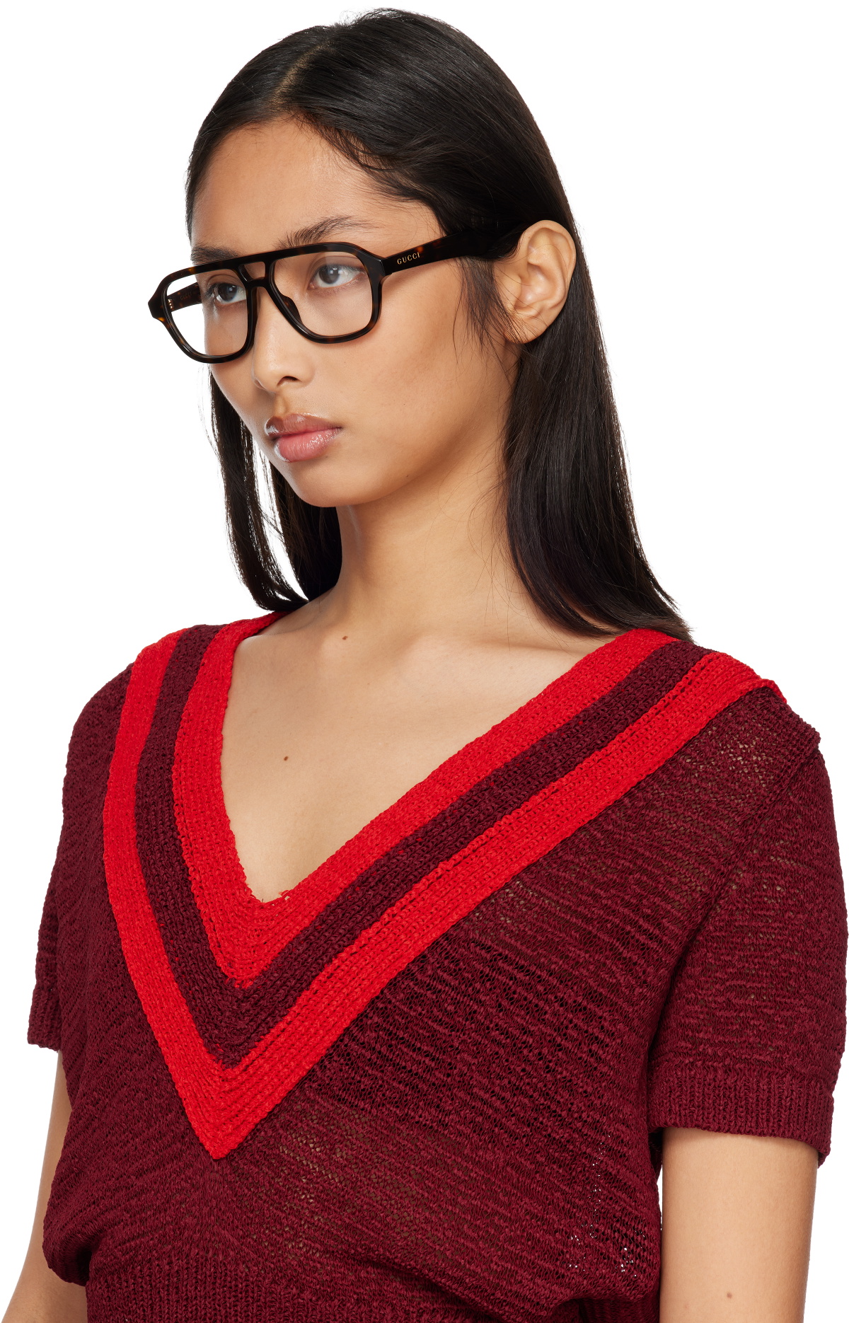 Gucci Brown Simple Fit Optical Frame Glasses