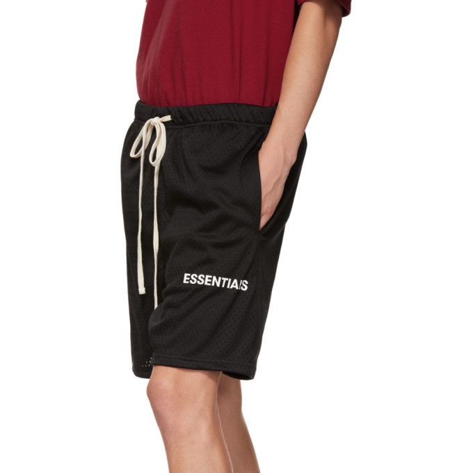 Essentials Black Mesh Logo Shorts Essentials