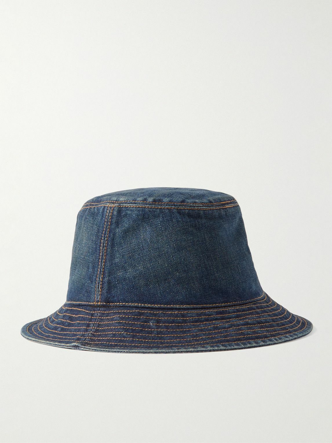 CELINE - Logo-Embroidered Denim Bucket Hat - Blue
