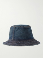 CELINE - Logo-Embroidered Denim Bucket Hat - Blue