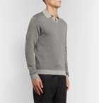 Mr P. - Mélange Cotton-Piqué Polo Shirt - Gray