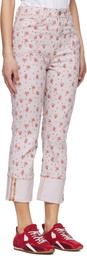 GANNI Pink Printed Capri Slim Jeans