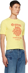 GANNI Yellow Printed T-Shirt