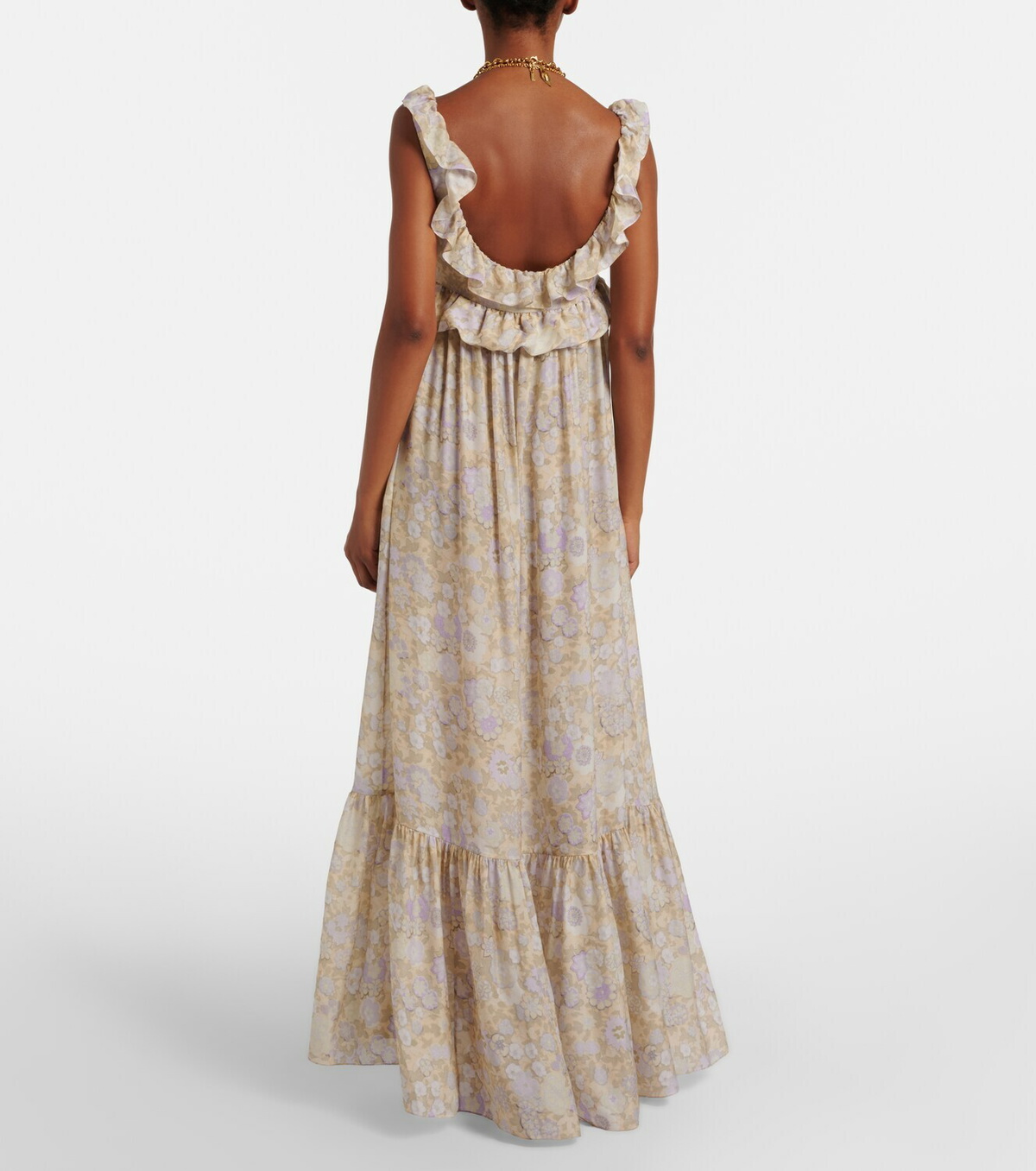 Chloé Floral ruffled silk charmeuse maxi dress