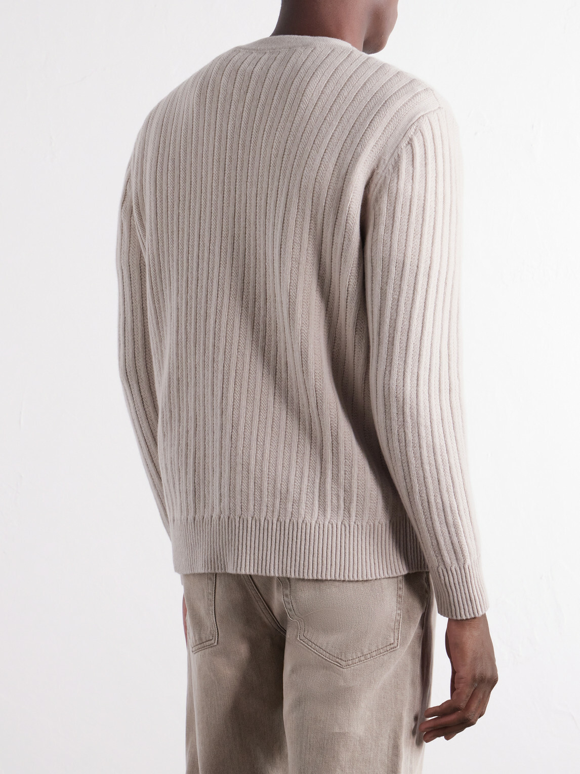 Stone Island - STONE ISLAND GHOST Ribbed Wool Cashmere Sweater - Neutrals