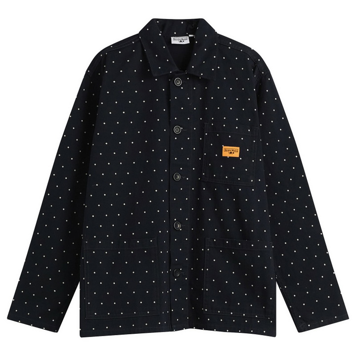 Photo: Service Works Men's Polka Dot Chore Shirt Jacket in Navy