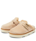 Hogan Faux fur-lined suede slippers