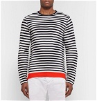 Orlebar Brown - Sammy Striped Cotton and Linen-Blend T-Shirt - Men - Navy